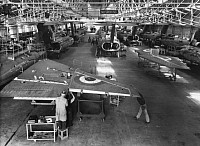 The Gloster Javelin assembly line at Gloster Aircraft Co’s Moreton Valence factory, near Gloucester, 1960.  © Jet Age Museum / Russell Adams Collection